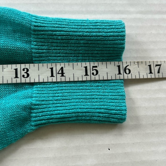 Pure Collection turquoise button up v neck 100% linen Cardigan Sz 8/10 - Picture 10 of 11